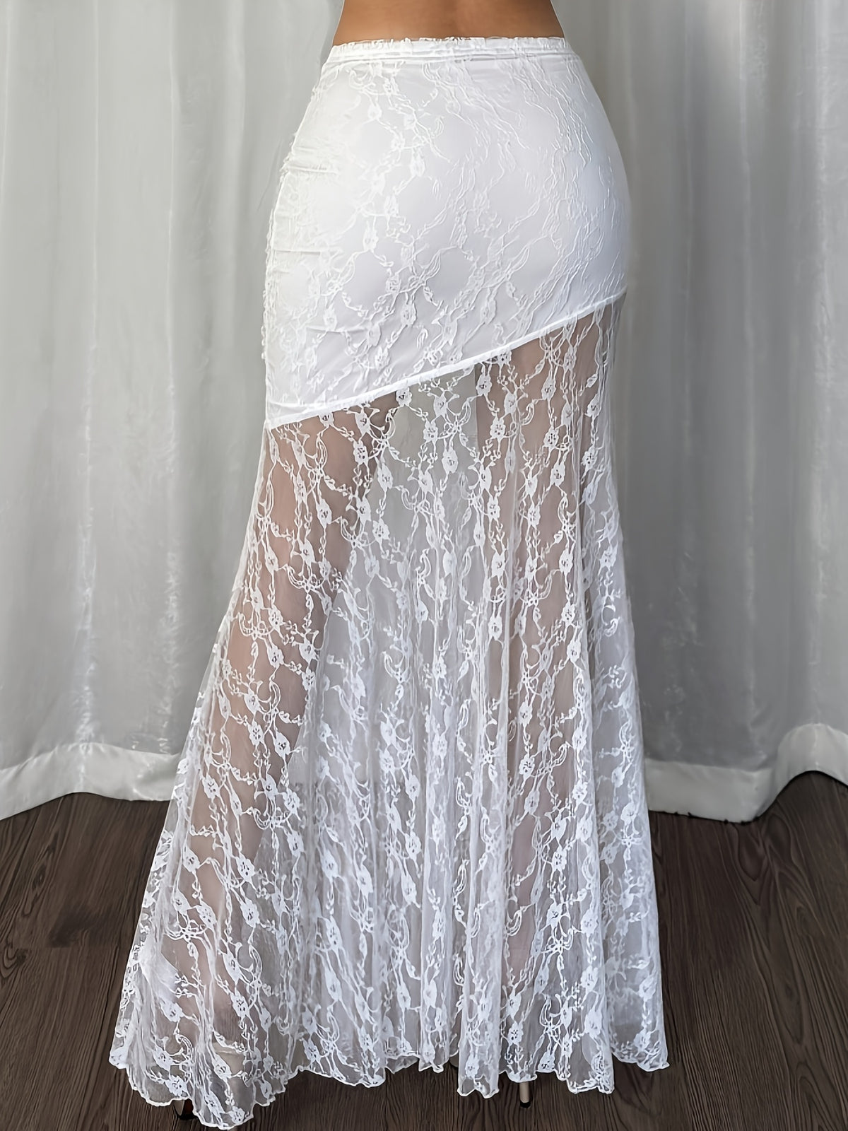 AK260313021 Direction New Women'S Elegant Sexy White Lace Half Skirt Date Vacation Fishtail Skirt - White