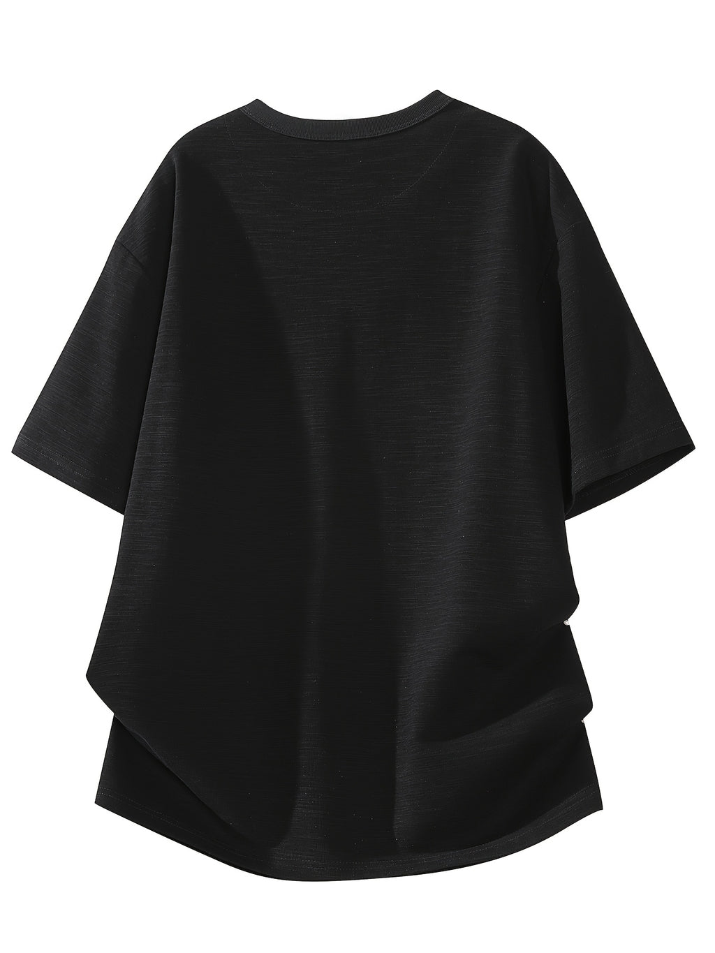 Men's New Bamboo Rayon Knot Pattern Fabric Short-Sleeve T-Shirt, Stylish 2-in-1 Look V-Neck Top, Casual Daily Wear, Suitable for Everyday Outings, Light Commuting, and Other Scenarios - Black
