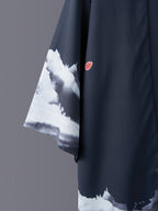 Landscape Print Open Front Kimono, Casual 3/4 Sleeve Loose Coverup Kimono, Women's Clothing - Navy Color