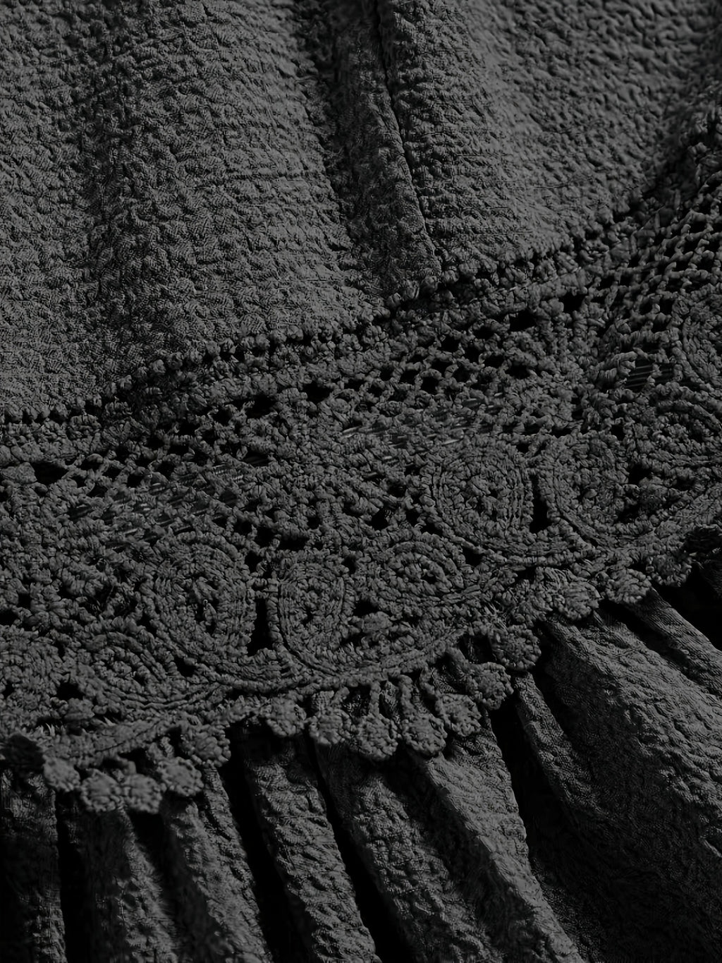 Elegant V-neck Lace-Trimmed Strap Dress | Solid Color, Contrast Lace Details, Suitable for Spring/Summer/Fall, for Adults - Black