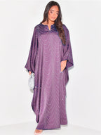 Ramadan Middle East Muslim New Women's Fashion Loose Rhinestone Batwing Sleeve Abaya Gown - Light Purple