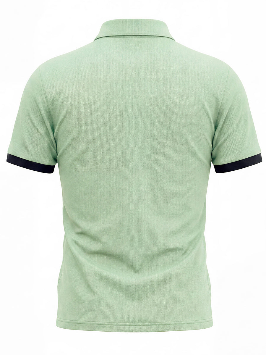 Summer New Men'S Half-Zipper Collar Short Sleeve Polo Shirt Casual Loose All-Match Polo Shirt - Bean Green