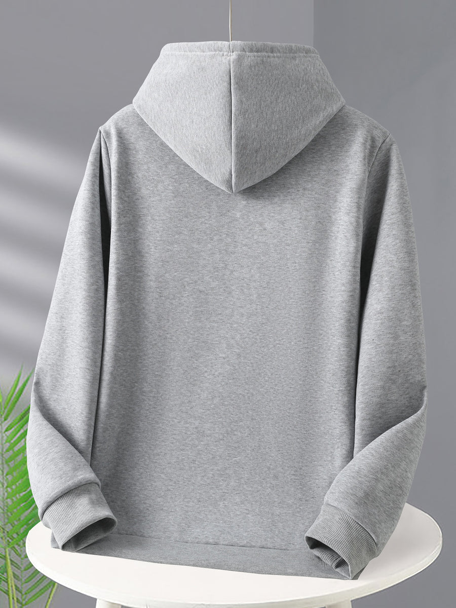 HUGG Embrace Minimalist Vertical Letter Artsy Men'S Hooded Sweatshirt Front And Back Double-Sided Print Pattern Casual Hoodie Daily Wear Comfortable Versatile Suitable for Outdoor Sports Fitness Casual Wear - Grey
