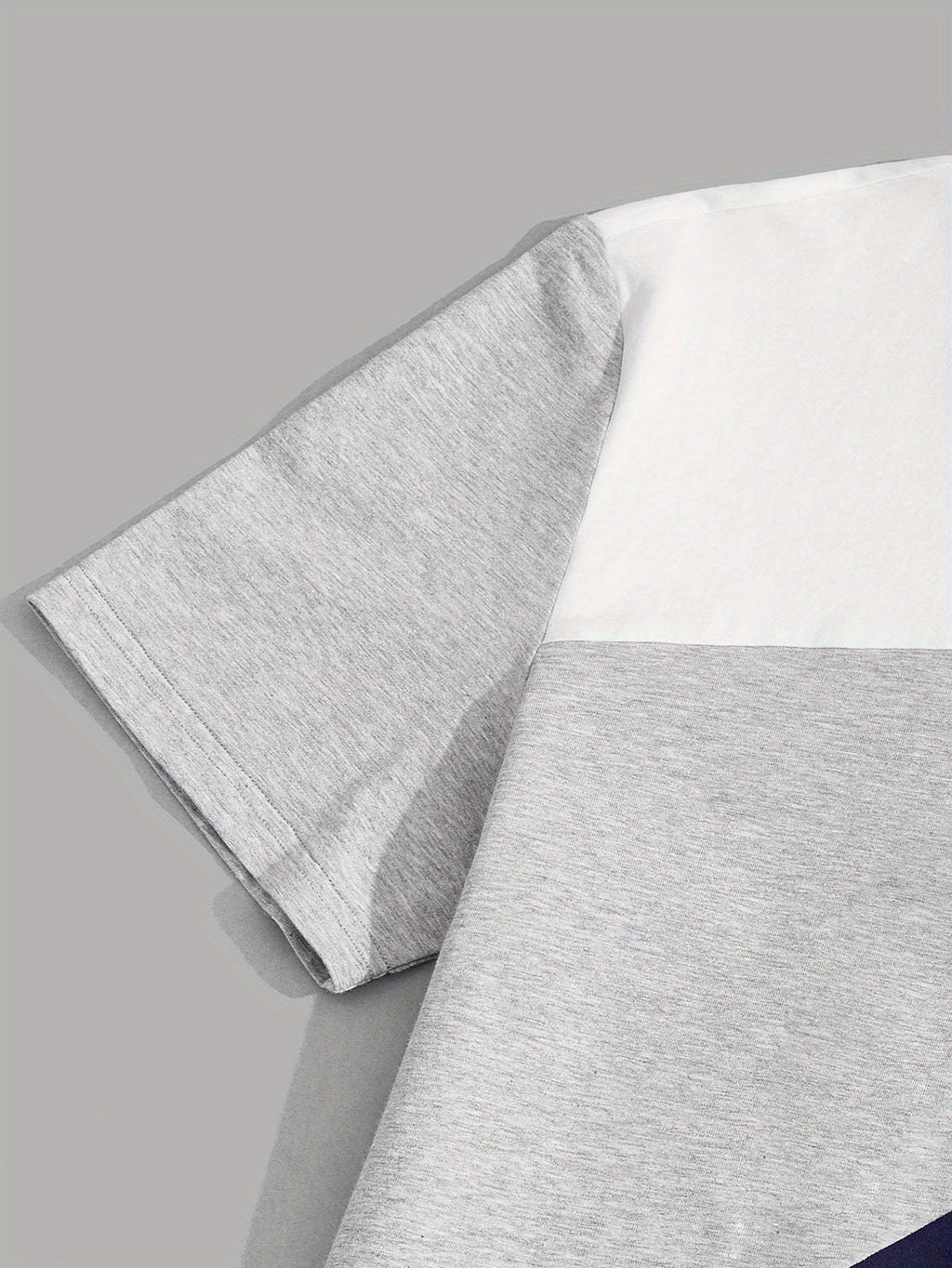 Color Block T-Shirt 180G 100% Top [Siji Dou] Short-Sleeved Solid Color, Summer Global Four Seasons Base Factory Manufacturing Men'S Comfortable High-Quality High Fit Casual Sports Luxury - White, gray and blue