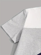 Color Block T-Shirt 180G 100% Top [Siji Dou] Short-Sleeved Solid Color, Summer Global Four Seasons Base Factory Manufacturing Men'S Comfortable High-Quality High Fit Casual Sports Luxury - White, gray and blue