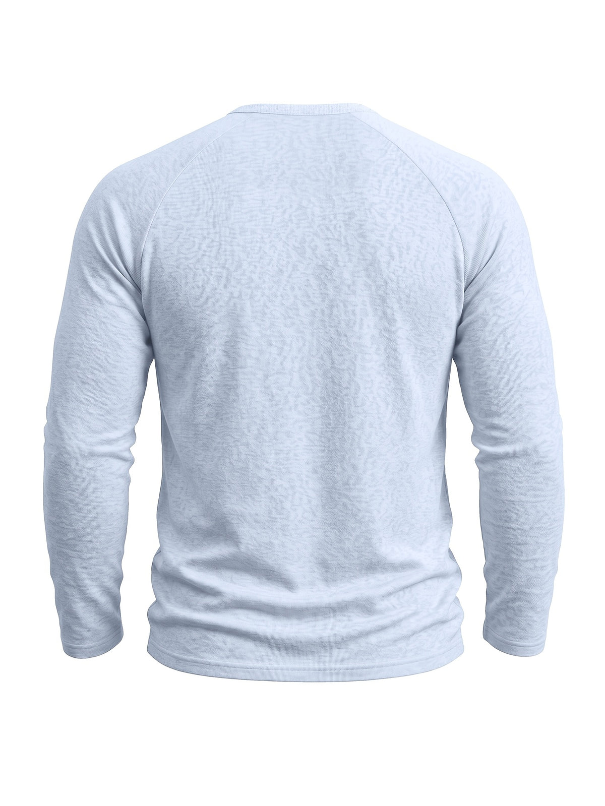 Cross-Border Men's Long-Sleeve Cotton-Linen Crew Neck T-Shirt, European and American Men's Autumn/Winter Pullover Base Layer Top - Light Blue