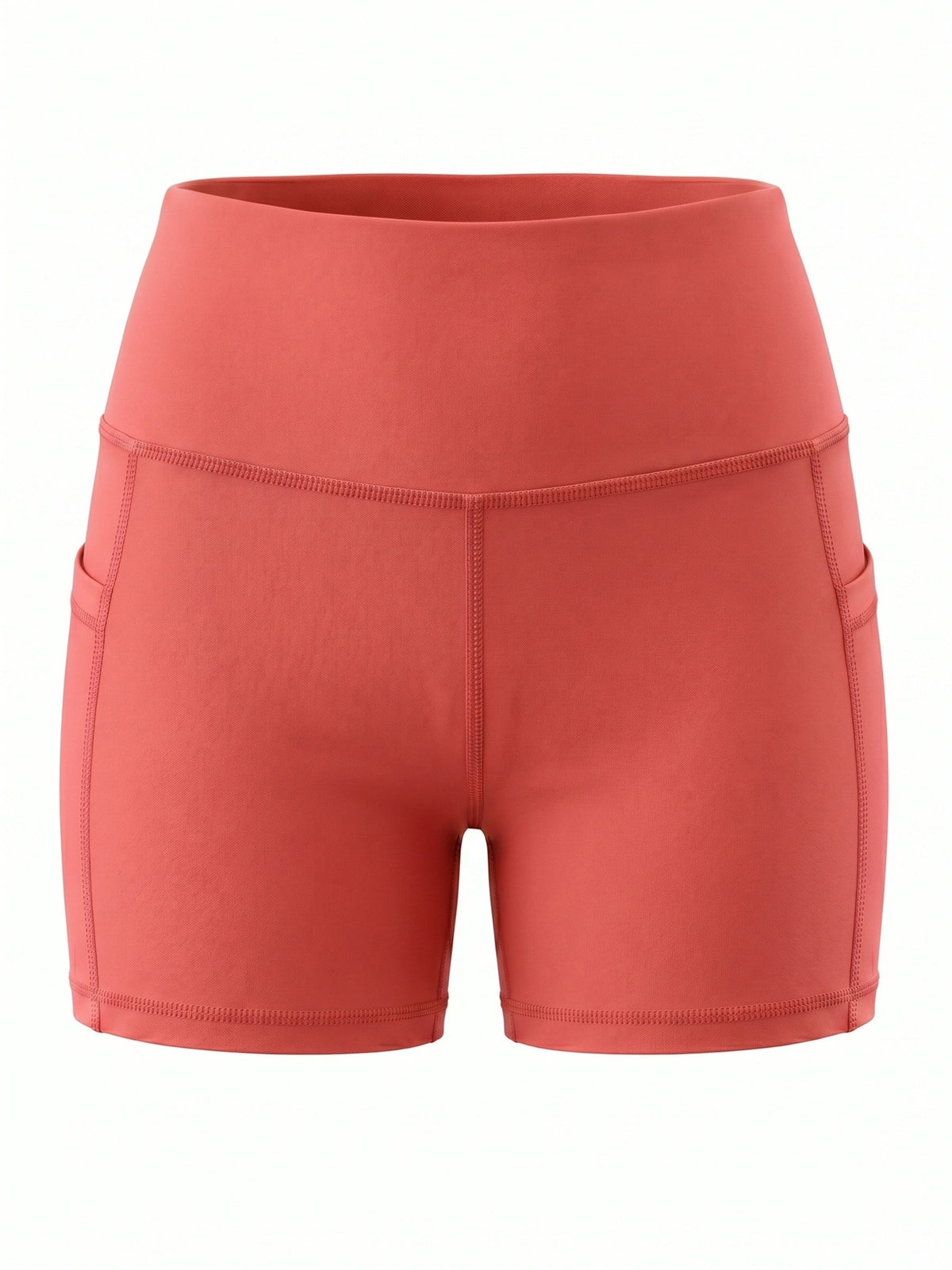 Summer Fashion Women's High-Waist 3-Inch Shorts with Pockets, Moisture-Wicking Summer Style - Anti-See-Through, Tummy Control, Non-Slip Waistband - Watermelon Red