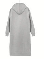 Women's Pullover Hoodie Dress for Autumn and Winter - Grey
