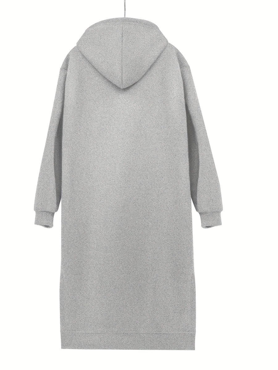 Women's Pullover Hoodie Dress for Autumn and Winter - Grey