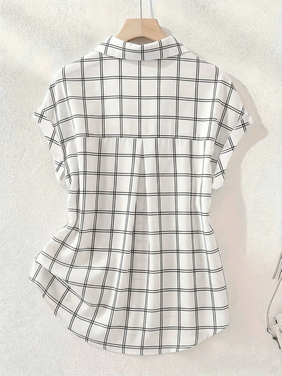 Women'S Single-Button Plaid Shirt for Summer - White