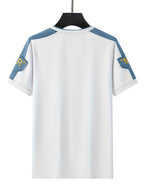 Printed Design - Non-Textured Men's Fashion T-Shirt, Men's Summer Patchwork Short-Sleeve T-Shirt, Summer Casual Sport Crew Neck Top for Men, Trendy Stretchy Breathable Versatile T-Shirt for Men, Suitable for Summer Street Sport Casual Wear, Can Be - Mixed colors
