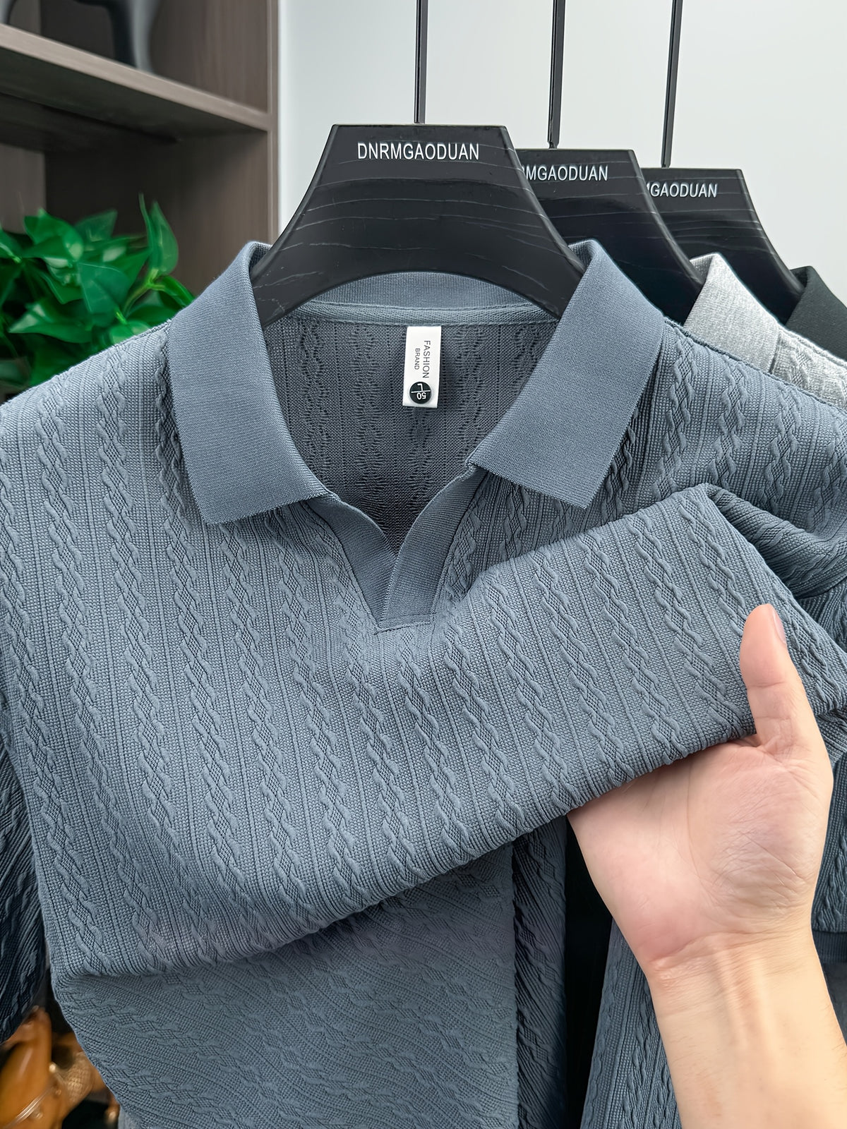Golf Polo Shirt, Men'S Casual Short Sleeve Top, Comfortable And Breathable T-Shirt, Jacquard Fabric Design, Suitable for Business, Casual, And Outdoor Wear - Gray Blue