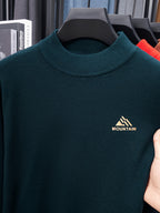 Minimalist Urban Round Neck Sweater for Daily Commute - Blackish Green