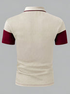 Men'S Casual New POLO Shirt, Soft Textured Fabric, Patchwork Details, Outdoor Casual Business Breathable Short-Sleeve Polo Shirt Golf Shirt - Apricot Red