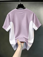 Printed Design, Non-textured Men's Casual Crew Neck T-shirt, Color-block Contrast Design, All-season Fashion Top, Breathable Regular Fit for Daily and Formal Wear - Crew Neck Casual Top, Comfortable to Wear, Gift for Teens and Adults, Pockets - Mixed Color 2