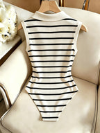Directional Casual Striped Lapel Contrast Color Women's Elegant V-Neck Slim Fit Bodycon Top Without Accessories - Apricot