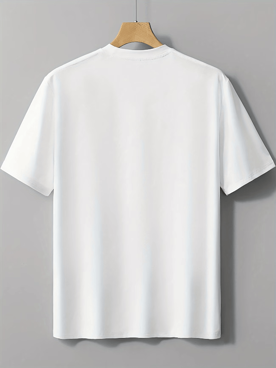 New High Quality Men's T Shirt 100% Cotton, Artistic Geometric Colorful Squares Print, Casual Daily Wear Streetwear Fashion, Short Sleeve Round Neck Top Machine Washable - White