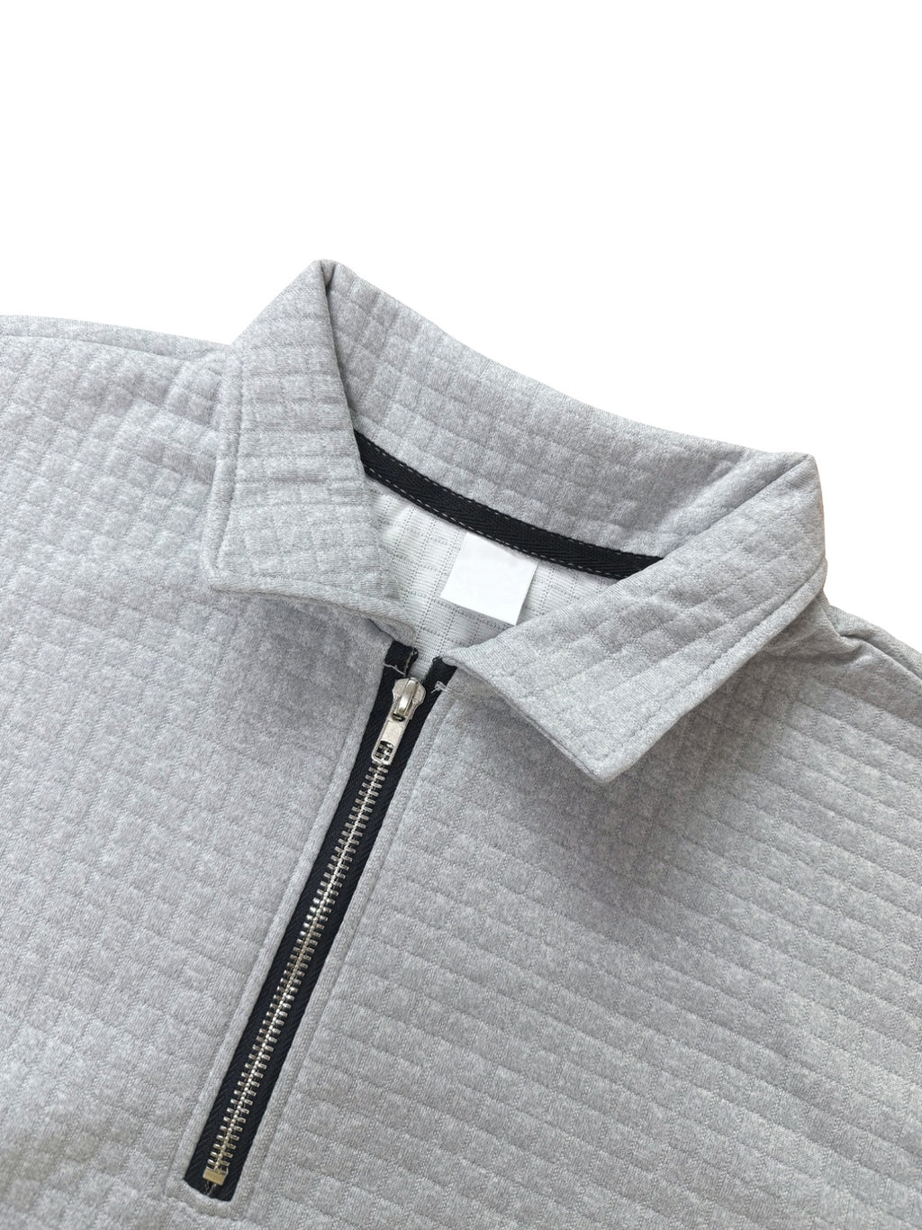 LOS ANGELES Men'S Half-Zip Fashion Waffle Texture Autumn Winter Casual Athletic POLO Shirt Sweatshirt, Street Style Versatile Trendy Long Sleeve Top - Grey