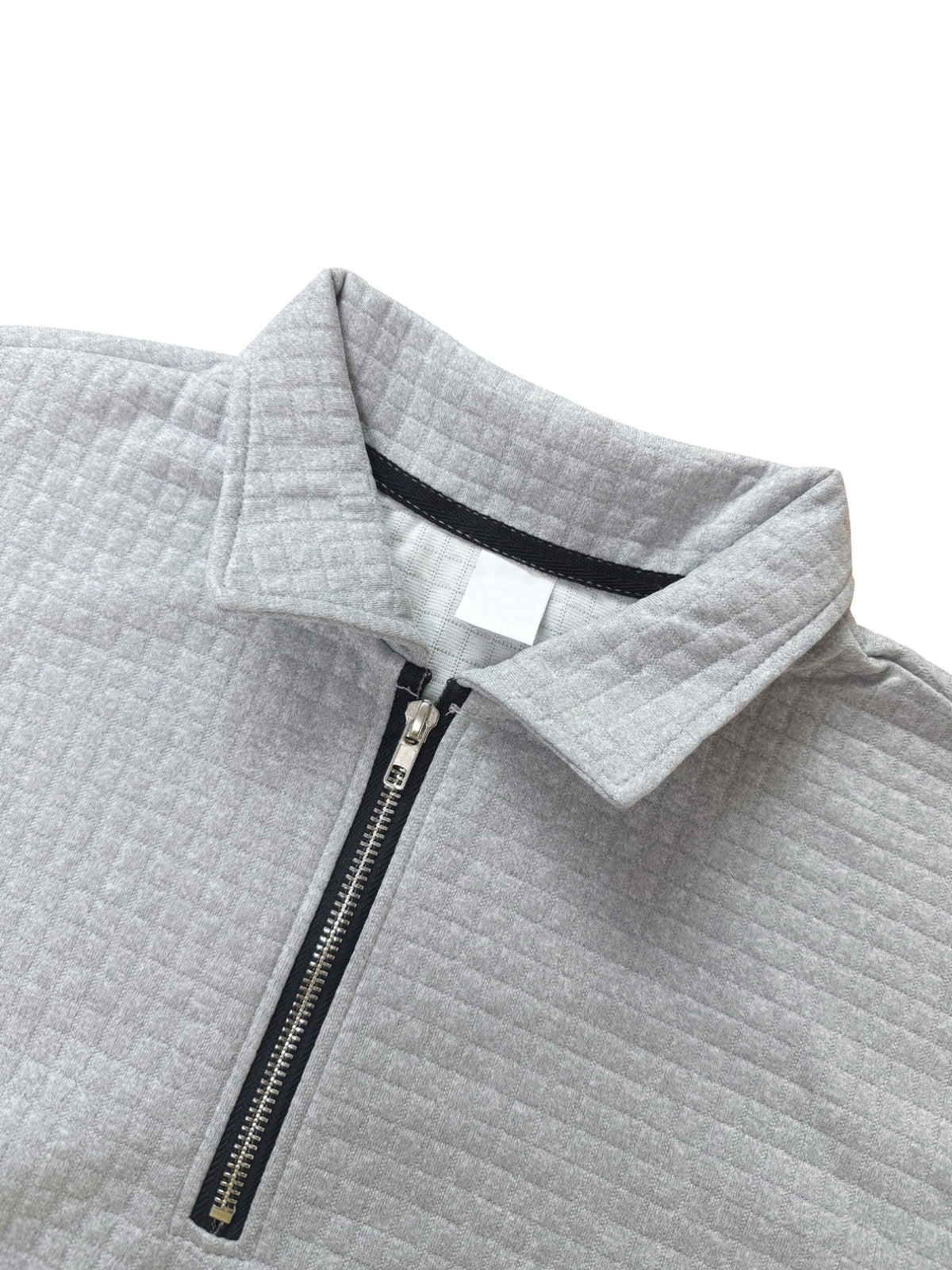 THE STEADY Men'S Half-Zip Fashion Waffle Texture Autumn Winter Casual Athletic POLO Shirt, Street Style Versatile Trendy Long Sleeve Top - Grey