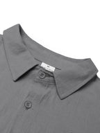 4pcs Set Men's Spring/Autumn New Trendy Fashion Solid Color Linen Long Sleeve Button-Up Lapel Top for Daily Commuting, Outings, Fitness, Vacation, Business, Casual, and Sports - White + black + navy + gray