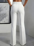 Elegant Special + Women'S Solid Color Easy Trousers - White