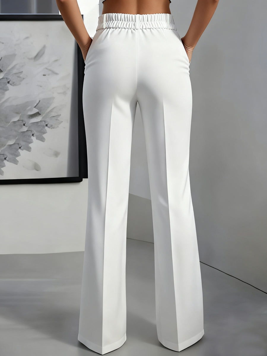 Elegant Special + Women'S Solid Color Easy Trousers - White