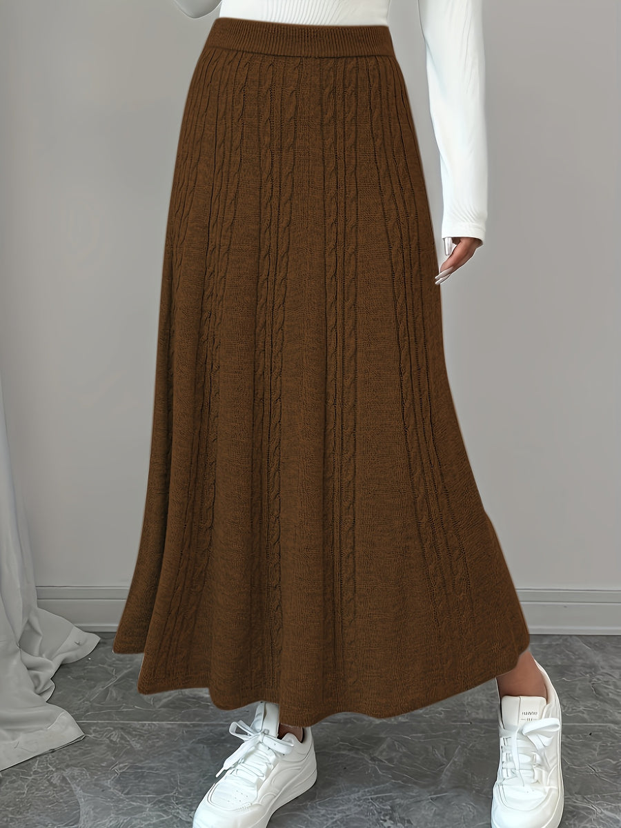 Women'S Autumn and Winter Casual Solid Color Mini Skirt - Coffee Brown