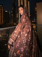 2pcs Set (Khimar And Abaya) Printed Muslim Prayer Outfit, Printed Long Cardigan Abaya And Matching Printed Headscarf Hijabs, Casual Outing Essential Fashion Item Prayer Jilbab, Women'S Abaya Robe - Coffee Brown