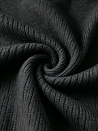 Men'S Round Neck Short Sleeve Knit Sweater English Casual Base Layer Top - Black