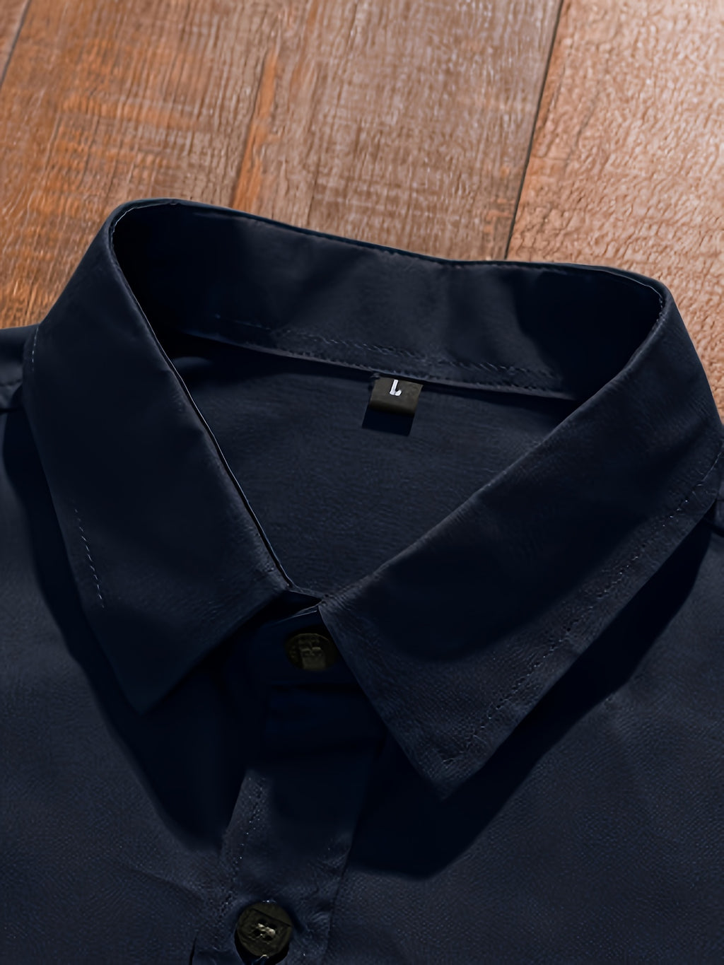 New Men's Cotton -Style Long-Sleeve Shirt Jacket, Casual Business Long-Sleeve Button-Up with Shoulder Epaulette Pattern, Regular Fit Trendy Workwear Men's Outerwear - Dark Blue