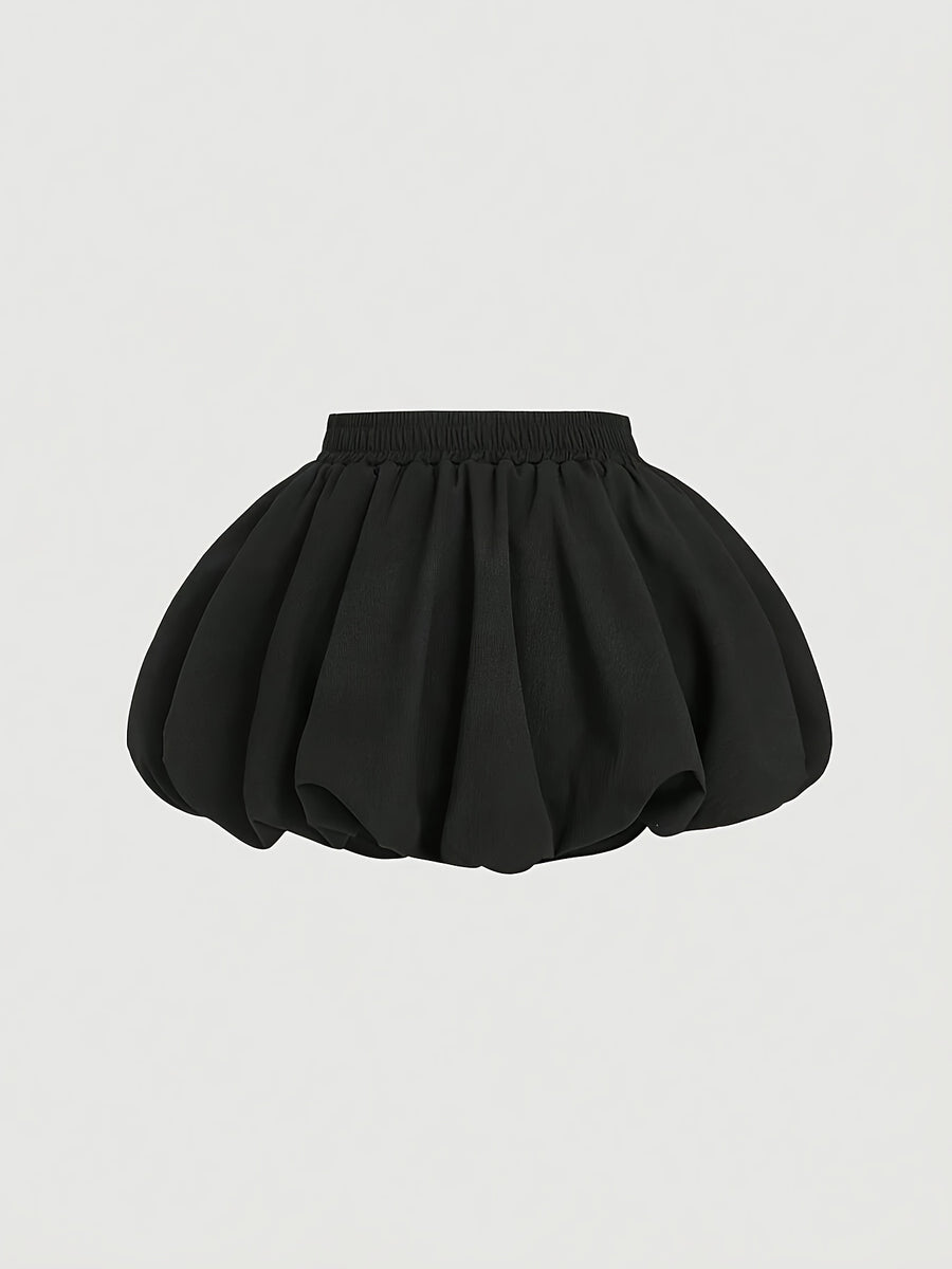 Black Bow Embellished Bubble Hem Skirt, Lined Pants, Low Waist, Women'S Date Night Outfit, Going Out Outfit, Bubble Skirt, Sexy Women'S Clothing, Y2K Skirt - Black