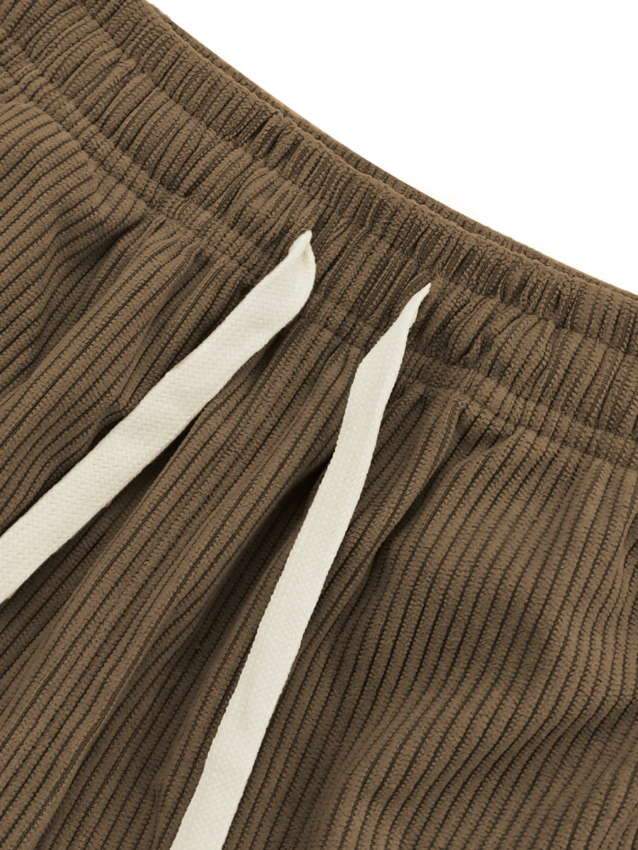 Women'S Elegant Casual Style Lightweight Breathable Corduroy Hot Pants, Women'S Summer Waist Drawstring Elastic Waist Design Pants with Back Pockets, Short Shorts Suitable for Office Dates Outdoor Beach Casual Vacation Or Daily Casual Wear - Dark Brown