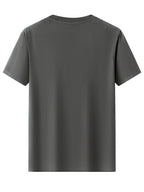 100% Cotton Men's T-Shirt, Summer Short Sleeve Thin Top, Trendy Fashion Slim Fit Youth Daily Casual Versatile 2026 New Year Holiday Outfit, Simple Line Joyful Face Pattern with Playful Winking Expression Design for Added Fun - Dark Gray