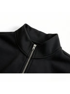 Men'S Half-Open Collar Mid-High Neck Sweatshirt, Contrast Geometric S Logo Print Striped Ribbed Hem Loose Athletic Pullover Top, Suitable for Commute And Casual Wear - Black