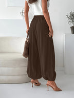 Women'S Fashion Lightweight Loose Casual Trousers, All-Season Style, Suitable for Casual Wear - Coffee Brown
