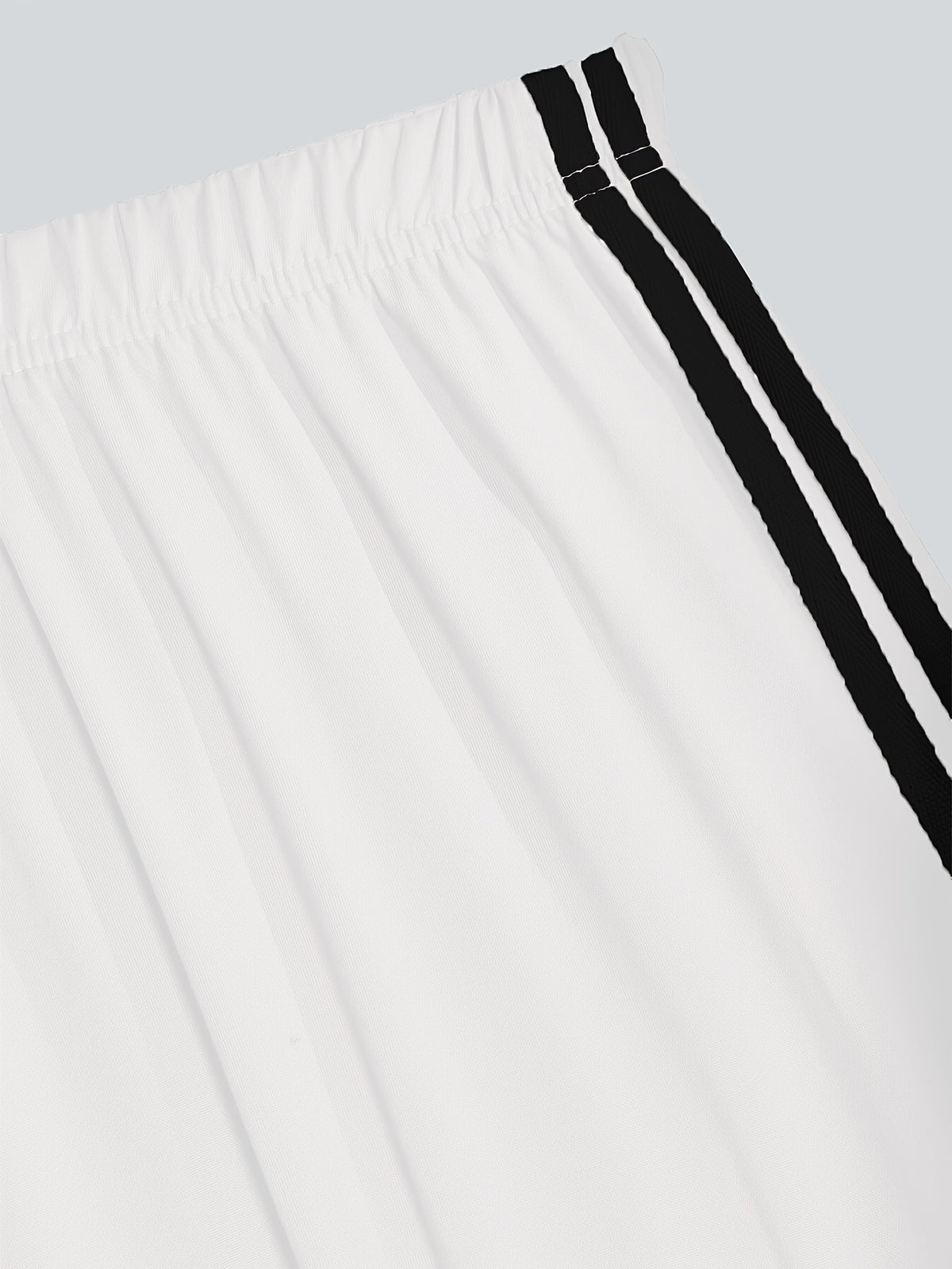 Women'S Elegant Suit, Loose Straight Leg, Side Contrast Stripes, Personalized Triangle Pattern Print, European And American Style Style, Elastic Waist, Straight Leg Wide Leg Long Pants, Paired with a Tight Short Suspender Vest - White