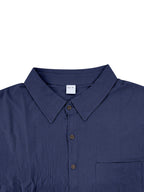 Men's Short-sleeve Shirt, Made of Comfortable and Breathable Fabric, Suitable for Daily Outings, Outdoor Sports, Travel, and Vacations. Lightweight and Airy with a Regular Fit, Ideal for the Beach, Hiking, Evening Wear, and Casual Street Style. - Navy Color