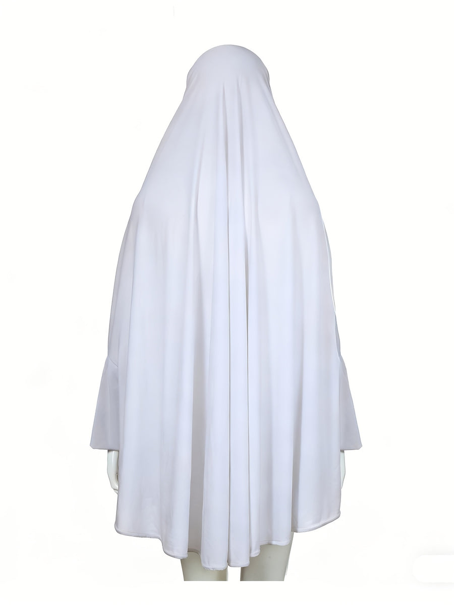 2pcs Women'S Solid Color Robe And Skirt Set, a Conservative And Elegant Outfit for Everyday Wear, Featuring Sleeves Inspired by Middle Eastern Traditional Culture, Abayas - White