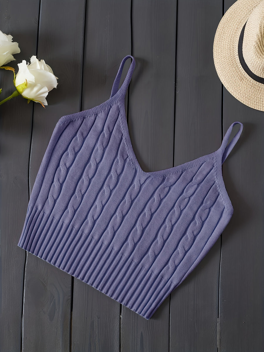 Women'S Stretchy Tank Top - V-Neck Sleeveless Casual Vest with Ribbed Texture, Beige, Versatile for Layering or Standalone Outfits, Allseason Apparel | Vneck Design | Construction, Ladies Tank Tops - Purple