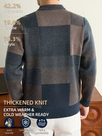 Men'S Autumn And Winter Knitted Pullover Sweater, Classic Crew Neck with Color-Block Geometric Design, Thick And Warm for Cold Weather, Ideal for Casual Wear, Outdoor Activities, Camping, Hiking, And Fishing, Gift for Dad Or Husband - Dark Gray