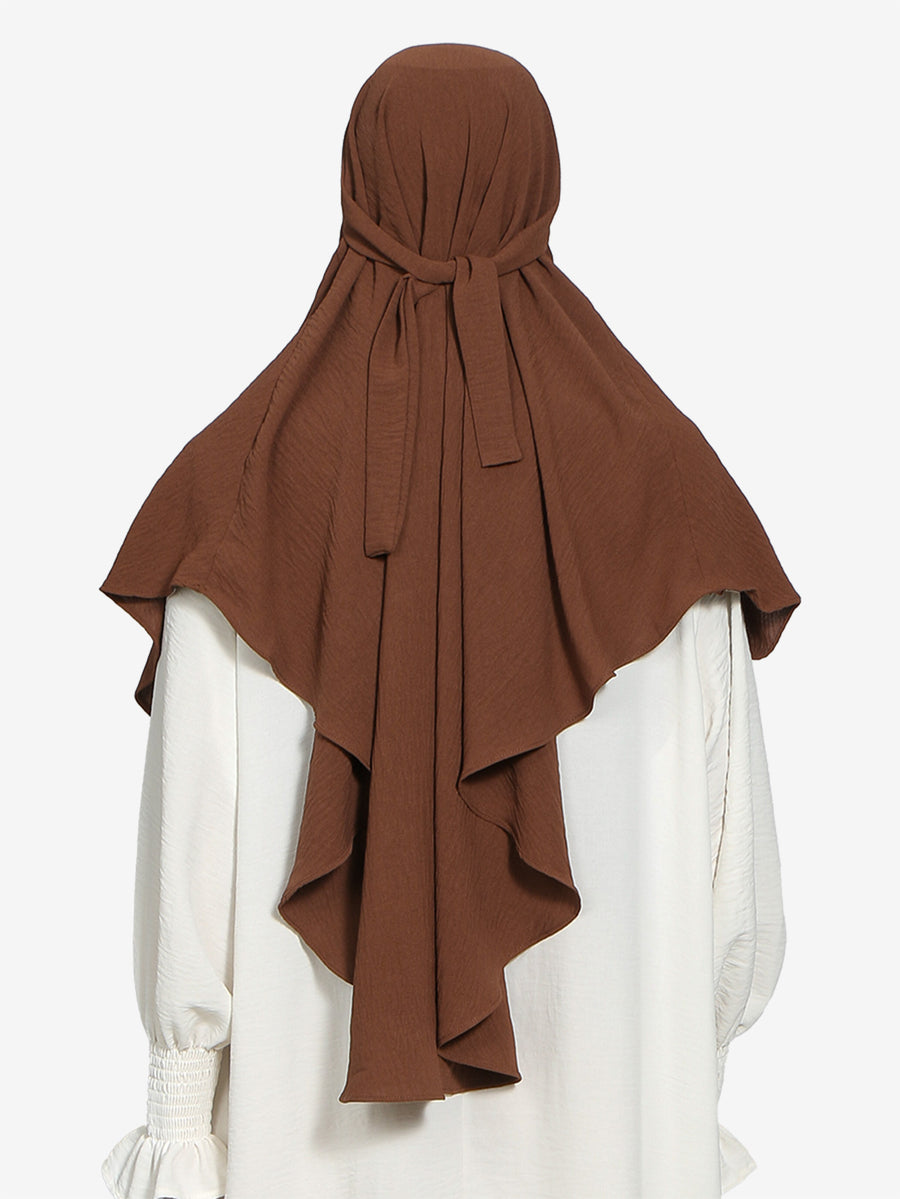 New Women's Abaya Gown - Prayer Dress with, Large Abaya Headscarf with Ties, Shawl-Style Long Scarf, Soft and Breathable, Multiple Colors Available, Versatile for Daily Commuting and Eid Prayer Attire - Coffee Color