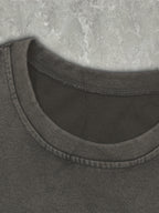 Letter Print Loose Round Neck Fashion Women's Wash Short Sleeve. - Grey