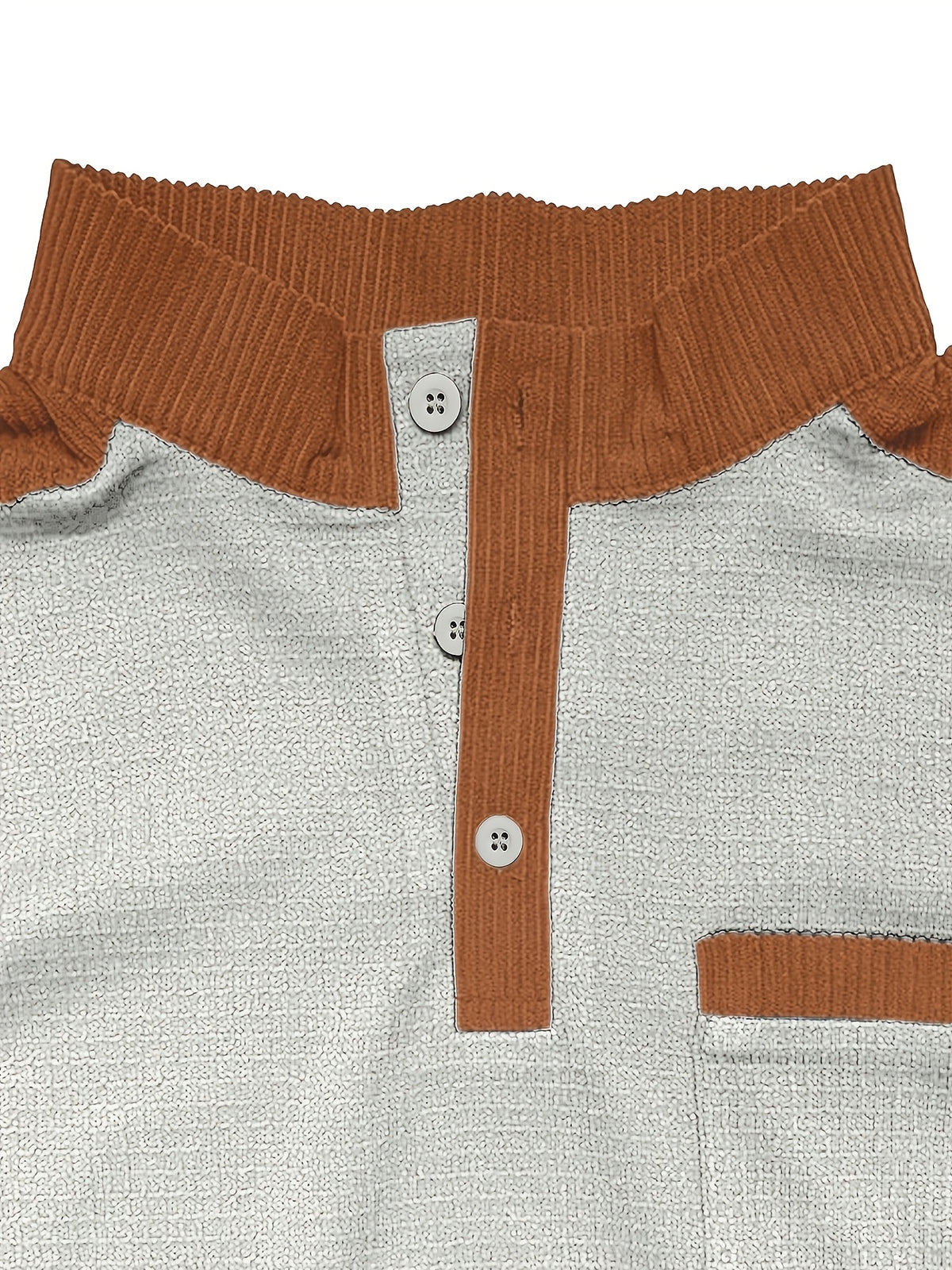 Men's American-style Casual Stand-up Collar Shirt with a Half-opening Button Placket Design, Retaining the Smart and Neat Look of a Stand-up Collar. The Addition of Two Buttons Enhances the Layered Style and Breathability. The Shoulders - Light Grey