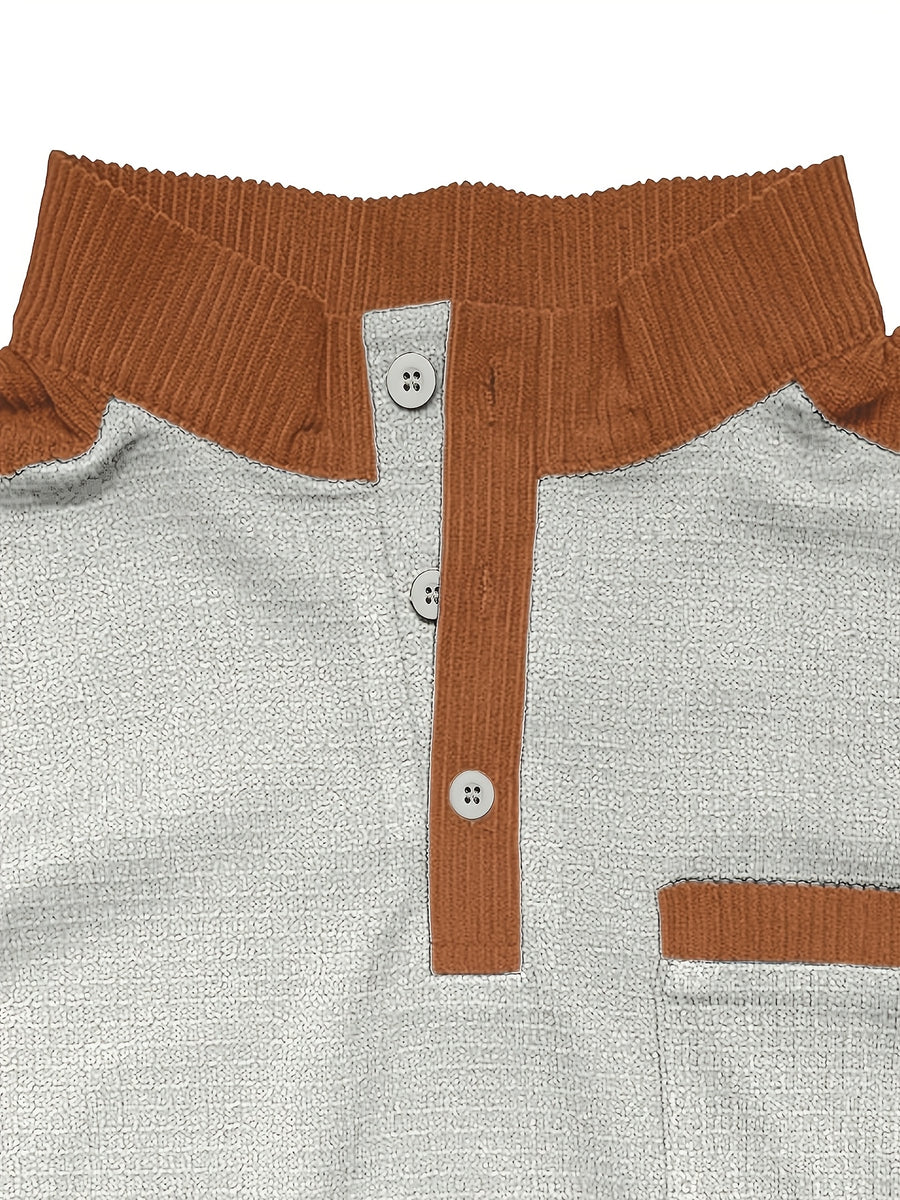 Men's American-style Casual Stand-up Collar Shirt with a Half-opening Button Placket Design, Retaining the Smart and Neat Look of a Stand-up Collar. The Addition of Two Buttons Enhances the Layered Style and Breathability. The Shoulders - Light Grey