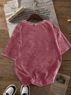 Stylish Women'S Printed T-Shirts. Vintage-Style Washed T-Shirts. High-Quality Spring/Summer Tops with a Small Round Neck. Perfect for Everyday Fashion And a Great Gift for Women - Dusty Rose