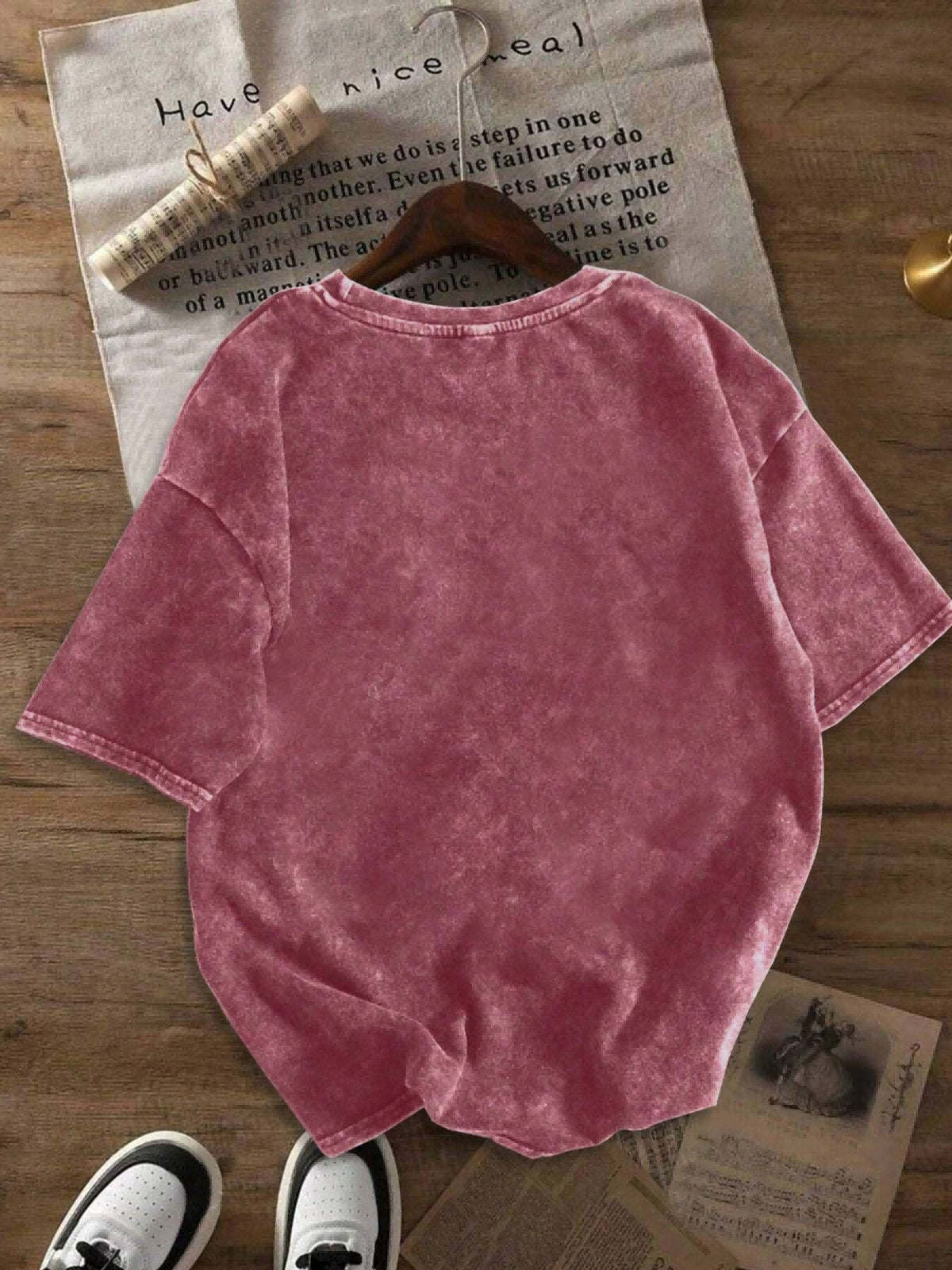 Stylish Women'S Printed T-Shirts. Vintage-Style Washed T-Shirts. High-Quality Spring/Summer Tops with a Small Round Neck. Perfect for Everyday Fashion And a Great Gift for Women - Dusty Rose