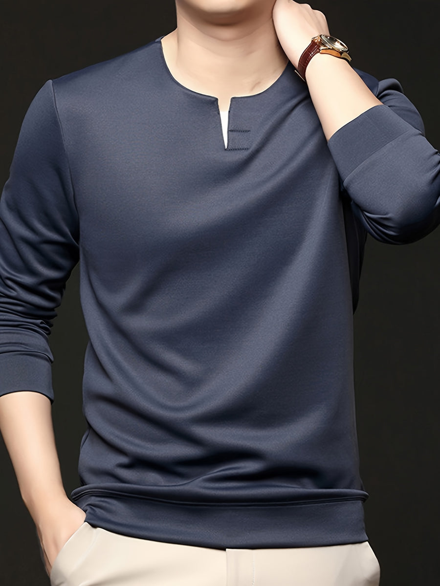 Spring/Autumn New Fashion Slim Fit Men'S Small V-Neck Long Sleeve Sweatshirt Comfortable Skin-Friendly Main Push Style - SINBOS - Blue Grey