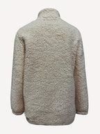Women'S Faux Small Stand Collar Thick Jacket Coat - Ivory White