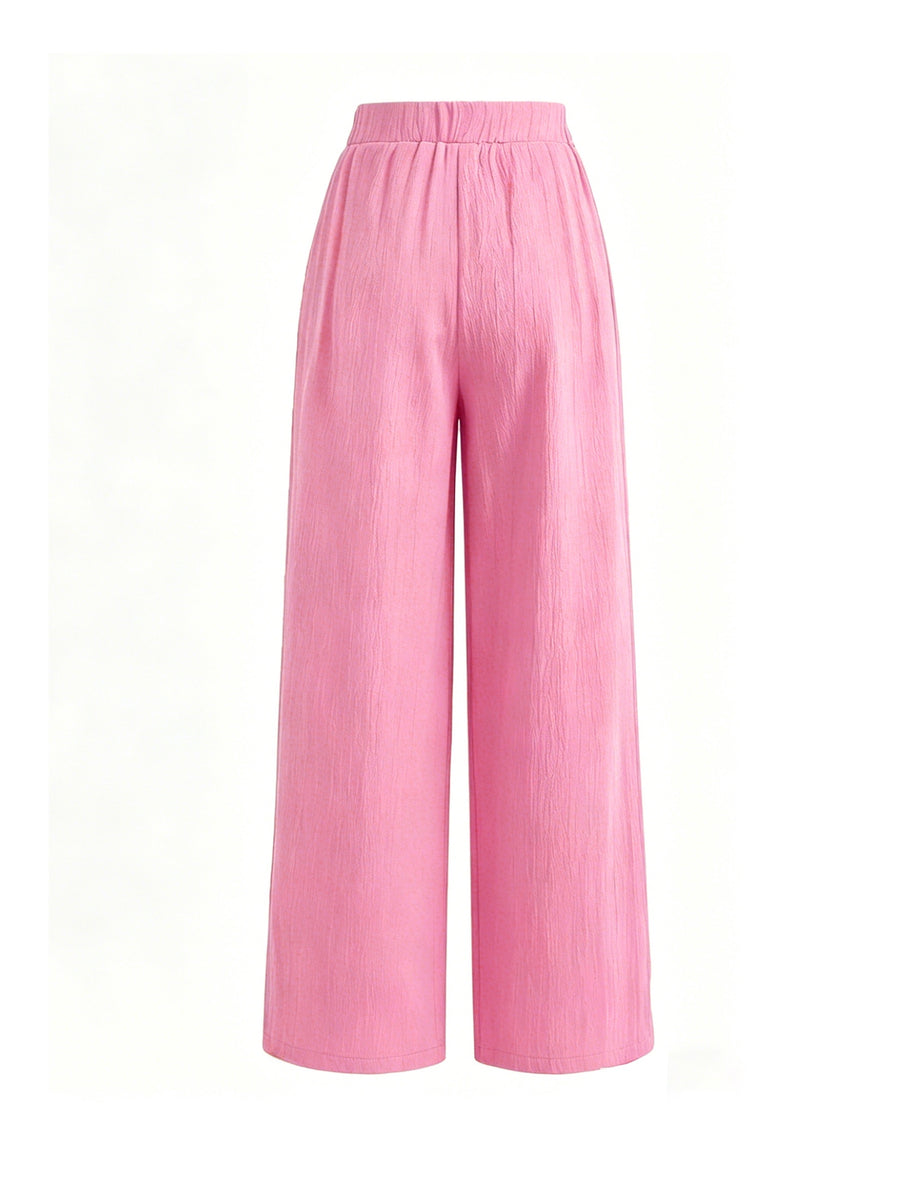 Summer High-Waisted Wide-Leg Pants for Women, High-Quality Draped Loose Straight-Leg Trousers, Casual Pants, Thin Style + Talan - Peach