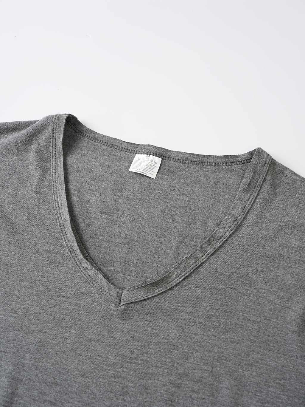 Men'S Basic V-Neck Short Sleeve High-Stretch Slight-Stretch Men'S T-Shirt 190G Regular Fit Commuter Base Layer Versatile Basic Style - Grey